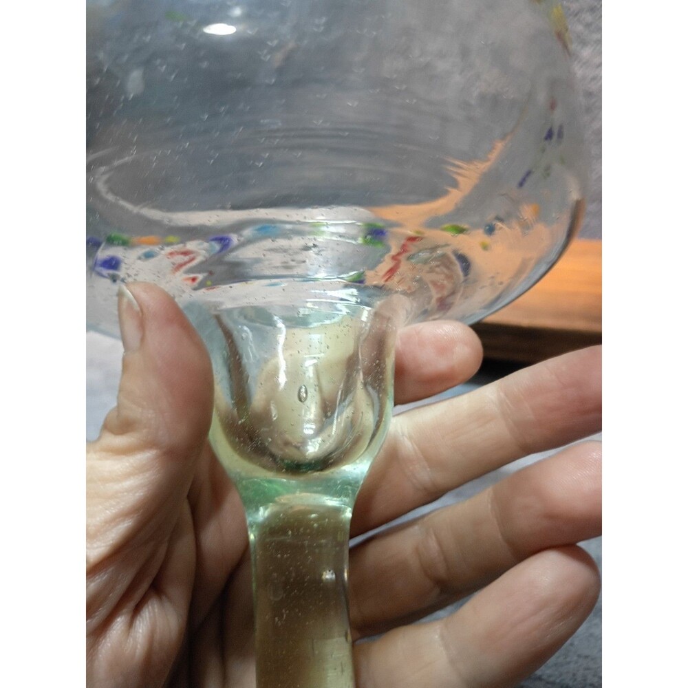 Handmade Mexican Recycled Glass Margarita Glasses Set of 4 Amici Confetti - Picture 11 of 12